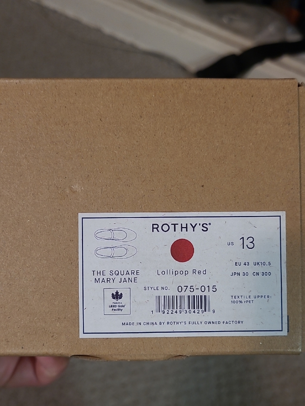 Rothys Lollipop Red Square Mary Jane In Women Size 13